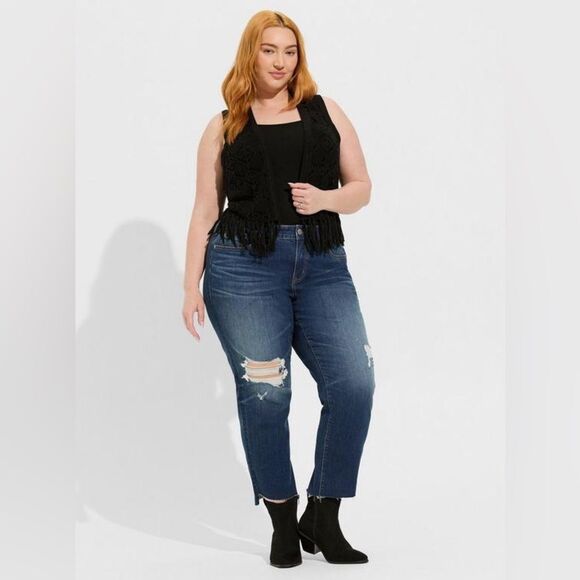 Torrid Pointelle Fringe Open Vest Size 3 3X - Picture 7 of 11
